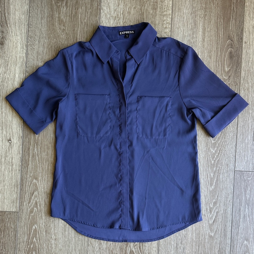 Express Deep Blue Button-Up Shirt